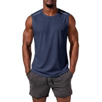 Vyriškas berankovis marškinėlių komplektas Greitai džiūstanti liemenė Bėgimui Vasarinis Paplūdimio Sporto Salės Raumenų Tank Top Kvėpuojantis Lengvas Sportinis Drabužis M tamsiai mėlyna