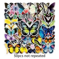 50 Butterfly Graffiti Stickers: Insect Journal & Water Bottle Waterproof Decor blue