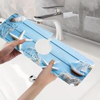 1Pcs  Ocean Starfis Faucet Absorbent Mat, Drainage Pad, Kitchen Sink, Countertop Drain Pad, Diatomaceous Mud Washbasin, Cuttable Quick Drying Pad 10*38cm gray