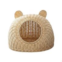 Austas kačių guolis skalbiamas rotango lizdas keturių sezonų naudojimas namelis katėms, patalpose, balkone, terasoje S S Beige W Mat beige