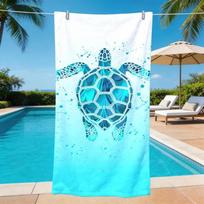 Sea Turtle Print Beach Towel Quick Dry Sand Free Absorbent Towel for Summer Beach Swimming Pool Travel Camping Yoga Sports 50X100cm &1pc blue