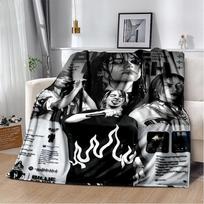 Fashion Billie Eilish Singer Star Flannel Blanket Soft Warm Throw Blanket for Bedroom Living Room Bed Travel Camping Picnic Gift Size: 75*100cm, Weight: 230 GSM gray
