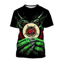 Vasariniai marškinėliai Slayer Roko Grupė 3D Spausdinimas Gatvės Stilius Vyrams Moterims Laisvalaikio Per dydį Trumpomis Rankovėmis T-shirt Vyriški Marškinėliai Viršutiniai Drabužiai Vyro Drabužiai 3XL black