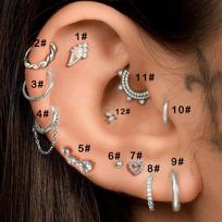 Auskaras lankelis moterims Rook Lobe Cartilage Širdelė Ausies pirsingas Tragus Helix Grandinėlės auskaras Nerūdijančio plieno papuošalas CC149 3-1pc brown