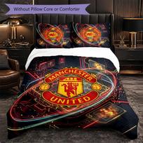 Manchester United raštas 3 dalių patalynės komplektas Minkštas mikropluošto antklodės užvalkalas su pagalvių užvalkalais miegamajam 230cm*220cm