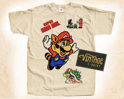 Super Mario Bros V3 Vintage Printed T Shirt for Men Unisex DTG NATURAL S5XL Unisex T-Shirt S beige