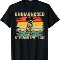 Undiagnosed But Everyones Pretty Sure Funny Raccoon Vintage T Shirt L beige