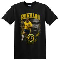 Ronaldo Nazario Brazilijos Futbolo Legenda Marškinėliai Senovinis Žaidėjo Grafinis Marškinėlis L black