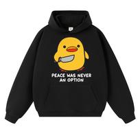 Funny Duck Meme Peace Was Never An Option Hoodies Men Women Humor Quote Trendy Oversized Long Sleeve Gifts S yellow