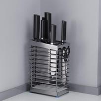 Stainless Steel Antibacterial Knife and Scissor Holder with Multi-functional Draining Slots black
