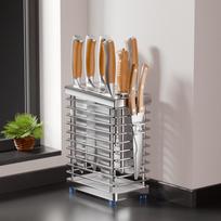 Stainless Steel Antibacterial Knife and Scissor Holder with Multi-functional Draining Slots