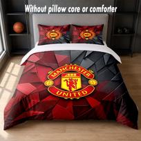 Manchester United Design Bed Bedding Set 1 Duvet Cover + 2 Pillowcases Soft Breathable Household Bed Linens 140cm*210cm red