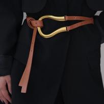 Women's Horsebit Buckle Waist Belt – Wide Retro Cinch for Dresses, Coats & Sweaters, Casual Daily Style Belt for Women 125cm brown