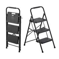 VEVOR 3 Step Ladder, Folding Step Stool with Wide Anti-Slip Pedal and Comfort Handgrip, Lightweight 272 kg Capacity Portable Steel Ladder 46.5 x 73 x 103.5 cm