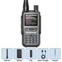 Baofeng UV 5R Mini Racija Bluetooth Programavimo Dažnis Dvigubas PTT Juosta C tipo AM/FM Mėgėjų 2 krypčių radijas Žygiams Medžioklei USB Plug pilka