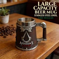 Assassin's Creed didelės talpos alaus bokalas Žaidimo tema Nerūdijančio plieno dervos gėrimų indas Kūrybiška kolekcionuojama dovana gerbėjams 600ml