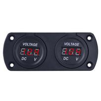 Automobilio voltmetro LED dvigubo skaitmeninio ekrano įtampos matuoklis 6–35 V, skirtas 12/24 V automobilių sunkvežimių visureigiui jūrų valčiai raudona