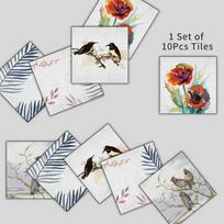 10 vnt Europos retro gėlių plytelių lipdukas Virtuvės Backsplash Aliejui atsparus vonios kambarys Neperšlampamas namų dekoras Sienų lipdukai Peel Stick Meno tapetai 15X15cmX10Pcs white