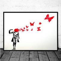 Banksy gatvės grafiti koliažas beždžionių drobės tapybos plakatas ir spaudinys šiaurietiško stiliaus sienų meno paveikslėliai gyvenamojo kambario namų dekoravimui be rėmelio 40*50cm black