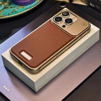 Prabangus odinis metalinis telefono dėklas iPhone 16 15 14 13 Pro Max korpusas, skirtas Magsafe magnetiniam belaidžiam įkrovimui, aliuminio lydinio telefono dangtelis For iPhone 16 Pro Max ruda