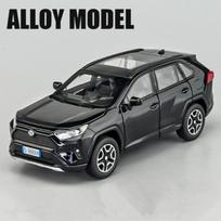 1/32 Toyota RAV4 SUV lydinio automobilio modelis Lietaus metalo žaislinis visureigis Automobilio modelio imitacija Garso ir šviesos kolekcija Dovana vaikams juoda