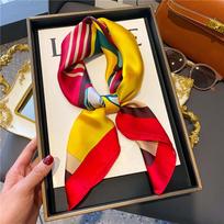 70 * 70 cm šilko skara kvadratinė spausdinta skara moteriška satino kaklo plaukų juosta Minkšta kaklo skarelė skarelė Bandana Foulard 70*70cm yellow
