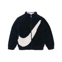 Nike Striukė Spalvų Blokai Logotipas Stovintis Apykaklė Koralinis Vilnas Užtrauktukas Vaikams Striukės Juoda DV0303-010 L white