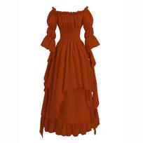 Nėrinėta platėjančių rankovių retro gotiška suknelė Cosplay Prom Princesei XXXXL brown