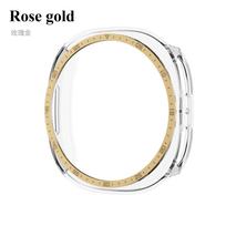 Scale Bezel Ring+Cover for Samsung Galaxy Watch 9 44mm 40mm Protector Hard PC Bumper Scale Shell for Galaxy Watch 8 40/44mm protective Cases Galaxy watch 8 44mm rožinio aukso spalvos