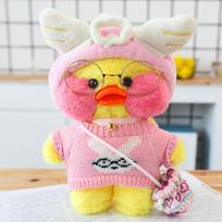 Trumpas pliušinis ančiukas, minkšta, miela ančiuko lėlė, PP medvilnės užpildas, gyvūno formos pagalvė, gimtadienio dovana #14 pink