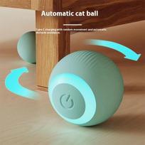Electric cat toy, smart rolling ball, bite-resistant cat toy, self-hi boredom ball artifact, dust-free pet products Blue - vertical stripes beige