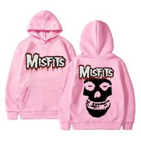 Siaubo Punk Misfits Kaukolės Roko Spaudinio Gobtuvas Madingi Laisvalaikio Megztiniai Ruduo Žiema Berniukams Mergaitėms Juodi Gatvės Stiliaus Gobtuvai L pink