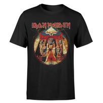 Iron Maiden marškinėliai Ink Powerslave Žaibo ratas Roko Naujas Juodas Oficialus L brown