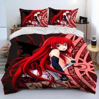 Anime Series Sexy High School Girls Bedding Set 135x200, 3D Double Duvet Cover Zipper Duvet Cover, Luxury Gift 135x200cm red