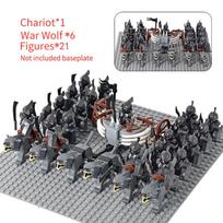 MOC Viduramžių lotr figūrėlės Juodieji Vilkai, Raitelių vežimų legiono Lotte veiksmo lėlės Plytelių lėlės Surinkti konstravimo kaladėlių žaislai gray
