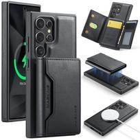2 viename magnetinis skirtas Magsafe belaidžiam įkrovimui kortelių skyrius odinis dėklas Samsung Galaxy S24 S23 Ultra S24 Plus piniginės uždangalas For Galaxy S23Ultra juoda