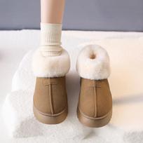 Women's Cold-proof Warm Padded Snow Boots Thick-soled High Anti-skid Wear-resistant Outdoor Leisure Sports Cotton Boots 40 beige
