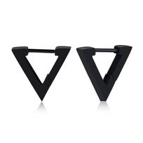 1 Pair/4 Pairs Triangle Hexagon Earrings for Men Women Geometry Hex Huggie Stainless Steel Modern Unique Earring Unisex Jewelry black