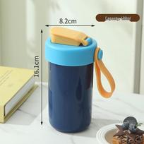 Student Card Buckle Lunch Box & Water Bottle Set - Stainless Steel Bento Meal Box for Office Workers blue
