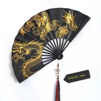 Guanyin Širdies Sutra Auksinio Drakono Didelis Sulankstomas Vėduoklis Patvarus Rankinis Vėduoklis Pagamintas iš Bambuko Namų Dekoras Drakono Metų Dovana Vėduoklis 12.97 inches beige