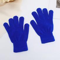 Žieminės saldainių spalvos prie visko derančios šiltos pirštinės su jutikliniu ekranu, megztos penkių pirštų, unisex as the picture blue