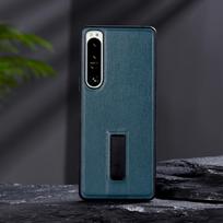 Metalinis stovas dėklas Sony Xperia 1 5 10 III 5 II 10 IV 5 II 10 IV Paprastas PU odos smūgiams atsparus dėklas dangtelis Xperia 1 IV 5 IV XQ-CT54 For Xperia 1 V II gray