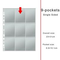 Binder Refill Clear Photo Album Pages A4 11-Hole Card Pages Multi-Pockets Album Refill Pages gray