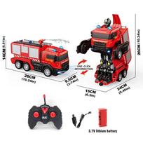 Fire Truck Robot RC car Transformation Robot Vehicle Light Action Toys Engine Excavator Car Truck Construction Toys Kids Gift black