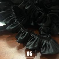 10 Meter 5.5cm Ruffle Lace Edge Trim Shiny Satin Pleated Ribbon Fabric Edge Hem For DIY Dress Bouquet Curtain  Upholstery Crafts 10 Meter black