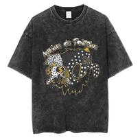 Vintažiniai plauti Angine De Poitrine Roko Grupės Prekės Marškinėliai Vyrams Moterims Punk Klasikinis Hip Hop Trumpomis Rankovėmis Marškinėliai Streetwear 2XL black