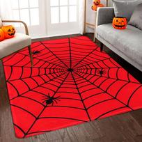 Helovino kambario plotas kilimas 5'x7' Voratinklio kilimas miegamojo, svetainės, žaidimų kambario šventinėms dekoracijoms 100cm x 120cm black
