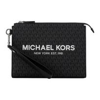 MICHAEL KORS Cooper brand print zipper closure coated canvas clutch large men's black juoda