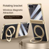 For Samsung Galaxy Z Flip 7 Case Luxury PU Leather Ring Stand Magnetic Wireless Charging Protective Back Cover for Z Flip7 Shell Galaxy Z Flip 7 balta