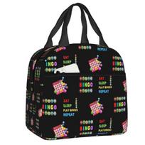Custom Bingo Queen Game Lover Thermal Insulated Lunch Bag Women Resuable Lunch Container Outdoor Picnic Multifunction Food Box 22x20x13cm black